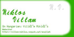 miklos villam business card